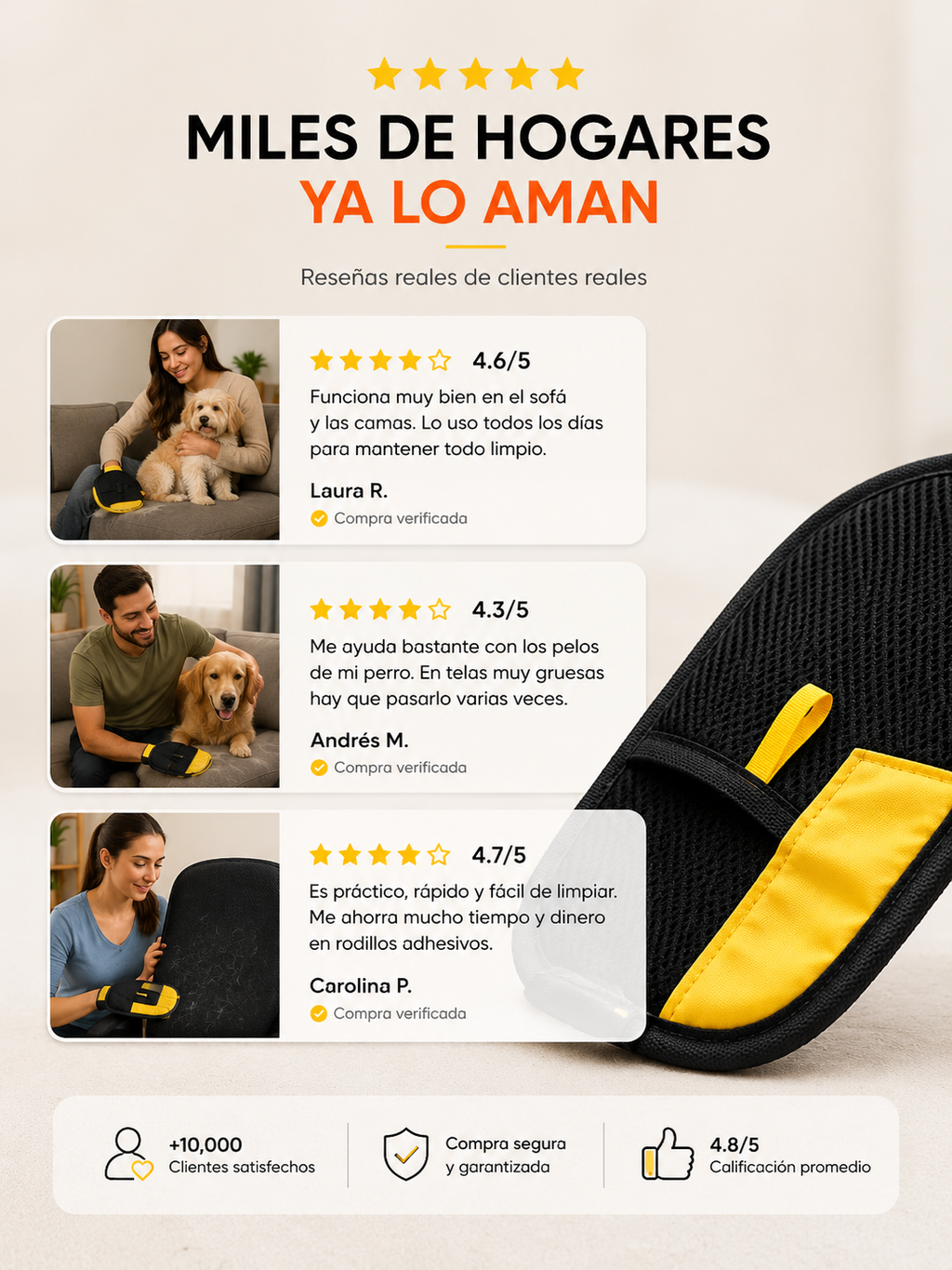 Guante Quita Pelo Electro Estatico | Menos pelos, más tiempo para disfrutar a tu mascota